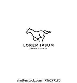 running horse line art outline logo vector icon template