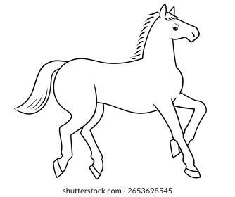 Running Horse Line Art Vector Illustration

