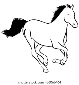 Running horse, line drawing