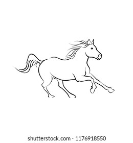 Running Horse line illustration,Racing horse