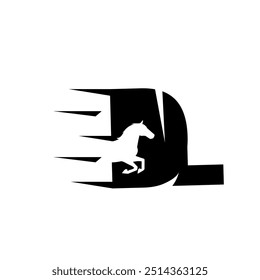 Running horse logo with a background of letters D and L