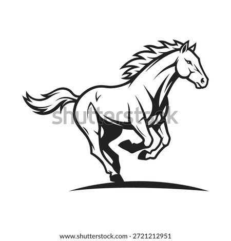 Running Horse Logo Black and White Vector Illustration