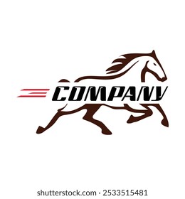 Plantilla de diseño de logotipo de caballo corriendo