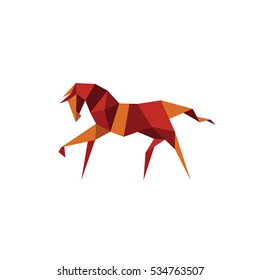 Running horse in a low poly style modern  unique illustration of logo graphics art