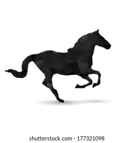 Running Horse made with triangles. Vector design.