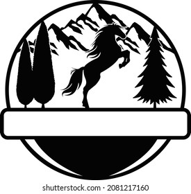 Running Horse With Mountain Background