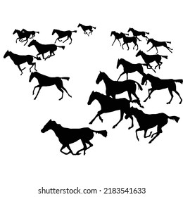 running horse movements vector shihouette collection