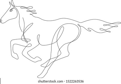 Running Horse, One Line Drawing, Continuous Line