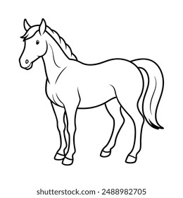 Running horse, one line drawing, continuous line
