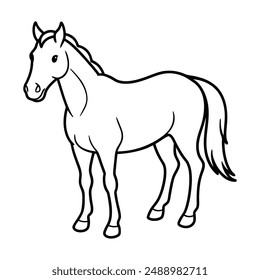 Running horse, one line drawing, continuous line