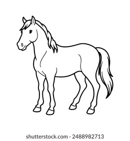 Running horse, one line drawing, continuous line