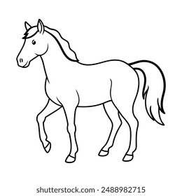 Running horse, one line drawing, continuous line