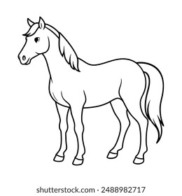 Running horse, one line drawing, continuous line