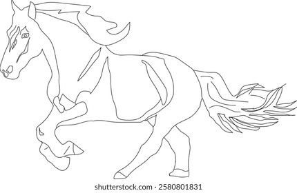 Running Horse one line drawing