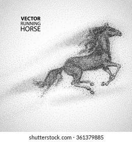 Running horse. Particles design Vector illustration