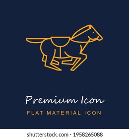 Running Horse With Saddle Strap Outline premium material ui ux isolated vector icon in navy blue and orange colors