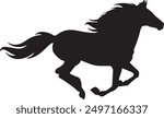 Running horse silhouette. Horse black icon on white background