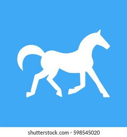 Running horse silhouette blue background