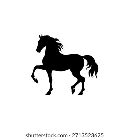 Silueta de caballo corriendo que captura el movimiento y la velocidad, ideal para la marca deportiva, temas de carreras, logotipos y diseños visuales dinámicos.
