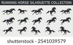 running horse silhouette collection with various galloping and jumping horse poses