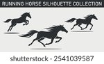 running horse silhouette collection with various galloping and jumping horse poses