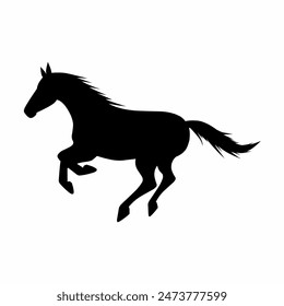 Running horse silhouette icon for equestrian, sport or wildlife