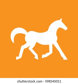 Running horse silhouette orange background