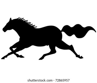 Silhouette de caballo en ejecución - Ilustración de clipart retro