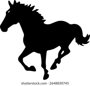 Running Horse Silhouette Vector Black Horse Clipart on White Background