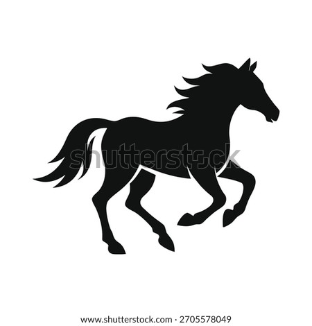 Running Horse Silhouette Vector  Galloping Stallion Icon on White Background
