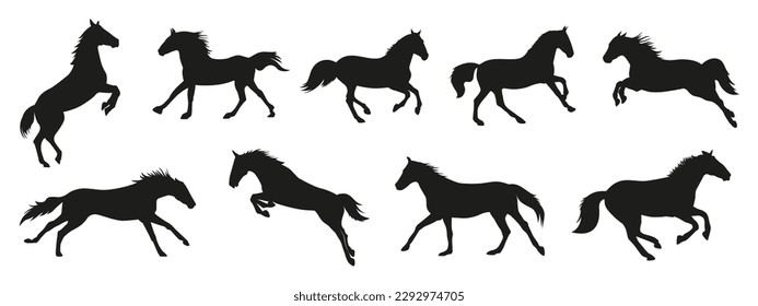 La silueta de caballo en ejecución. Ilustración vectorial.