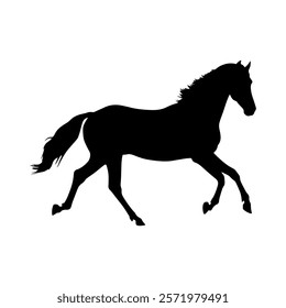 Running horse silhouette vector illustration design on white background.