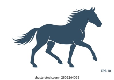 Running horse silhouette vector illustration wild stallion animal icon for equestrian sports and nature design