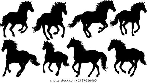 Executando conjunto de vetores de silhueta de cavalo