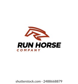running horse simple line icon logo  design, modern animal logo pictogram design. racing stallion logo design