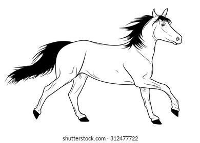 Running Horse Sketch Line Drawing On Stock Vector (Royalty Free) 312477722