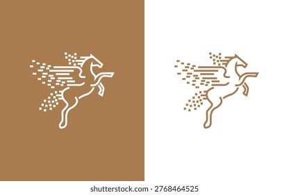 Running Horse Speed Digital Effect Energy Logo Design