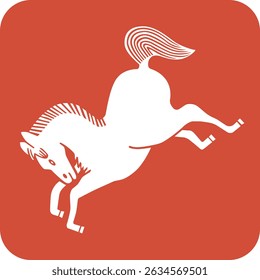 The running horse stamp isolated on white background