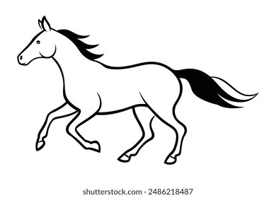 running horse this a editable file line art silhouette vector illustration 