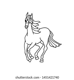 Running horse vector drawing. Illustration of a galloping stallion.