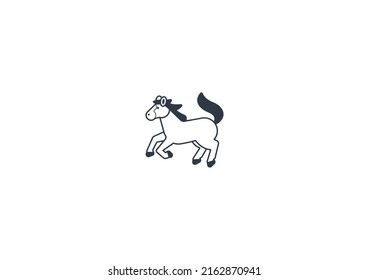 Running horse vector flat emoticon. Isolated Horse emoji illustration. Horse icon