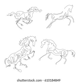 
Running horse vector linear drawing