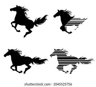 Running Horse Vector, Horse Silhouette.