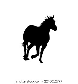 Running horse vector silhouette, farm animal vector illustration.