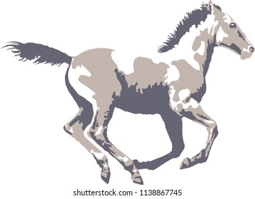 Running horse, white - Vector