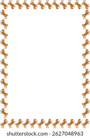 Running horses frame. Derby game template for your text. Hand drawn vector illustration