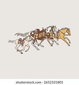 Cavalos de Corrida Cavalos de Rodeio em torno da ilustração