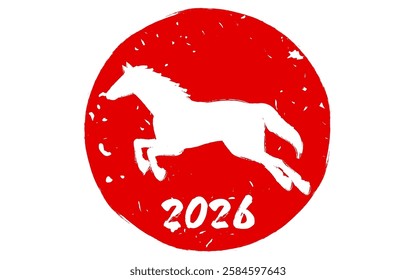 Running horses, stamps for the year of the horse, 2026, Vector Illustration