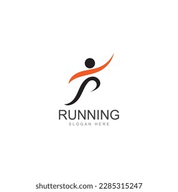 running human logo design  marathon logo template  running club or sports club