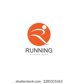 running human logo design  marathon logo template  running club or sports club